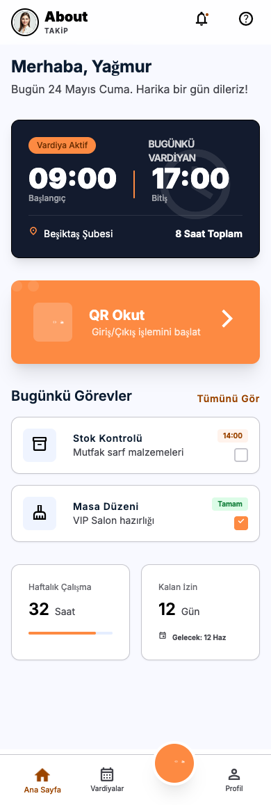 Perso mobil uygulama Home ekran görüntüsü